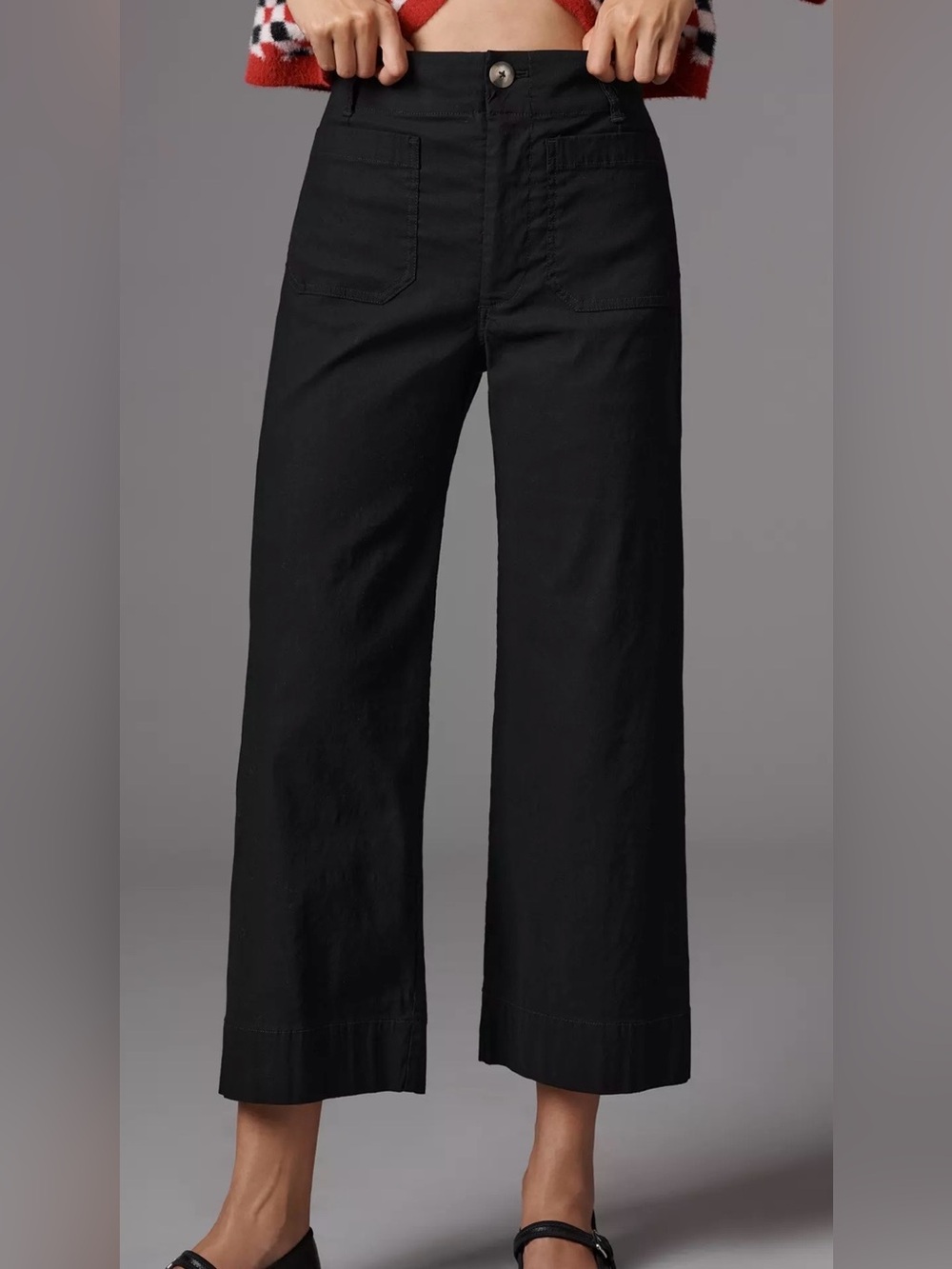 Maeve Anthropologie The Colette Wide Leg Pants Women’s 26 Black Linen Blend - Picture 2 of 10